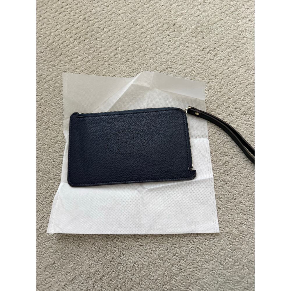 Wristlet Navy Blue Quarter Zip with Logo Minimalist Travel Organizer